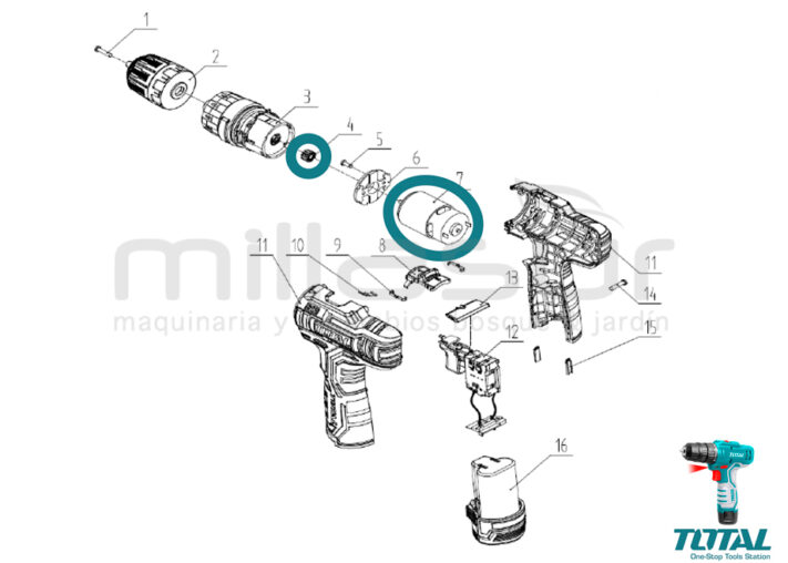 MOTOR TALADRO TDLI12325 ( 4, 7)