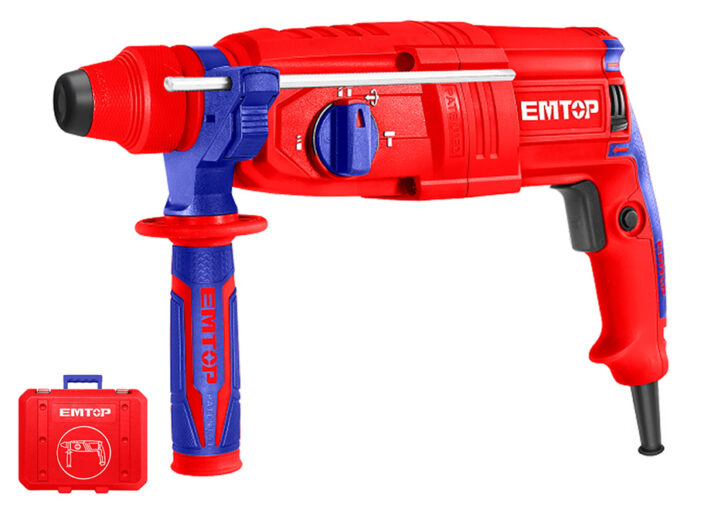 TALADRO MARTILLO ROTATORIO 800W 2,5J EMTOP (TIPO SDS PLUS - 3 BROCAS 2 CINCELES - CON MALETIN )